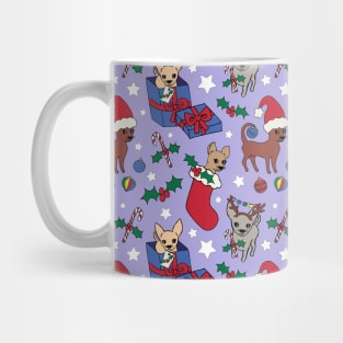 Christmas Chis! Christmas chihuahuas print in lilac Mug